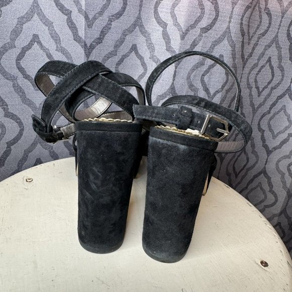 Sam Edelman Mara Velvet Platform Sandal Size 8 Heel Suede - Picture 9 of 11